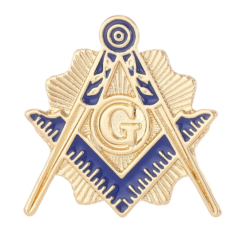 8 Styles Classic Masonic Symbols Enamel Brooches Funny Freemason Emblem Golden Pins