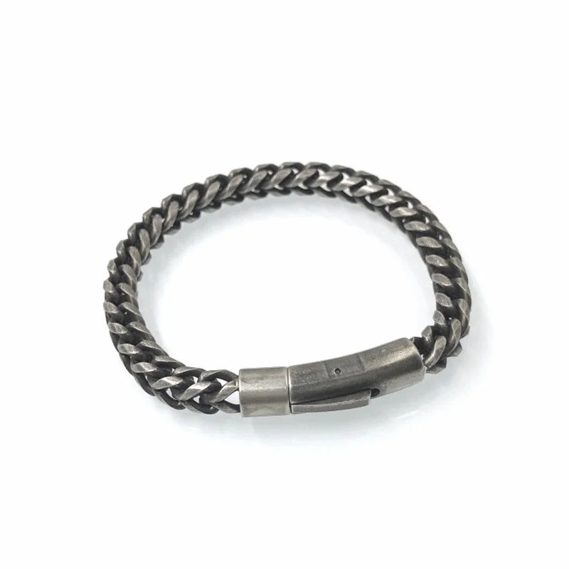 Vintage Chain Link Men Bracelet Handmade Punk Rock Stainless Steel Punk Bracelets Male Hand Jewelry Boyfriend Accessories