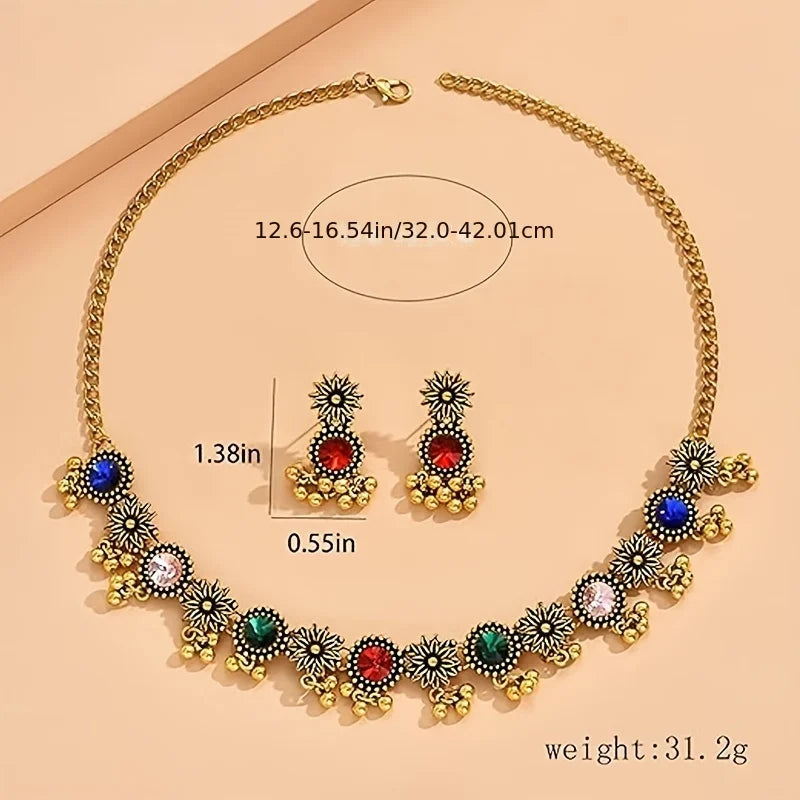 1 Set Jewelry for Women Synthetic Rhinestone Choker Necklace Earrings Set Party Style Ideal for Daily Wear Holiday Gift