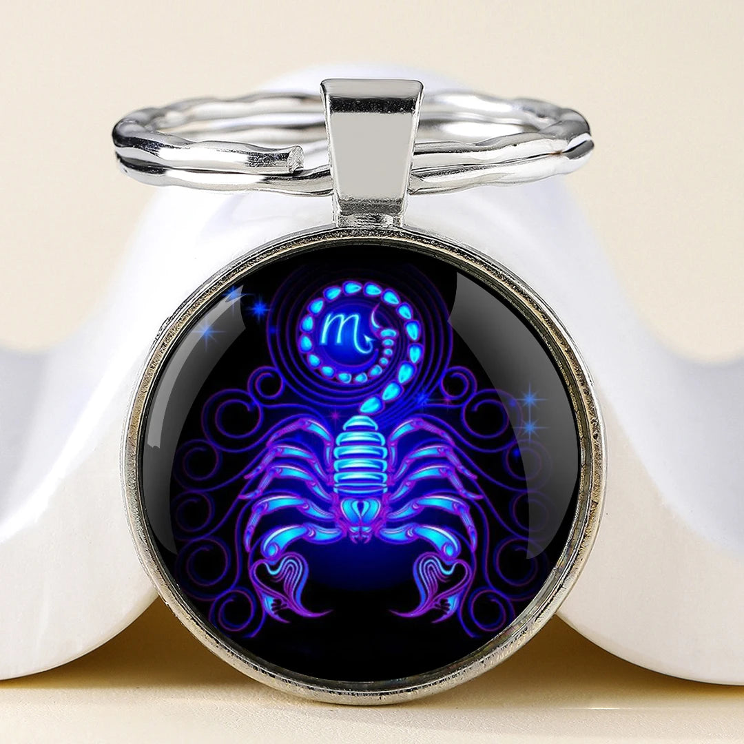 Star Sign Animal Cats Lion Graphic Design Key Chain Unique Keyrings Charm Pendant Jewelry Perfect Birthday Anniversary Gift Idea