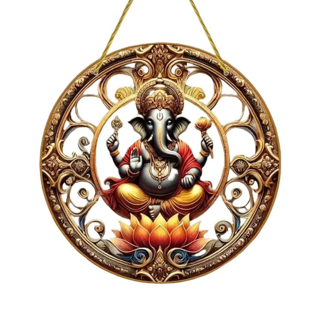 Vibrant Ganesha-The God of Wisdom Suncatcher,2D Round Translucent Hanging,home,room,Hinduism Religious Occasions&Festive Decor