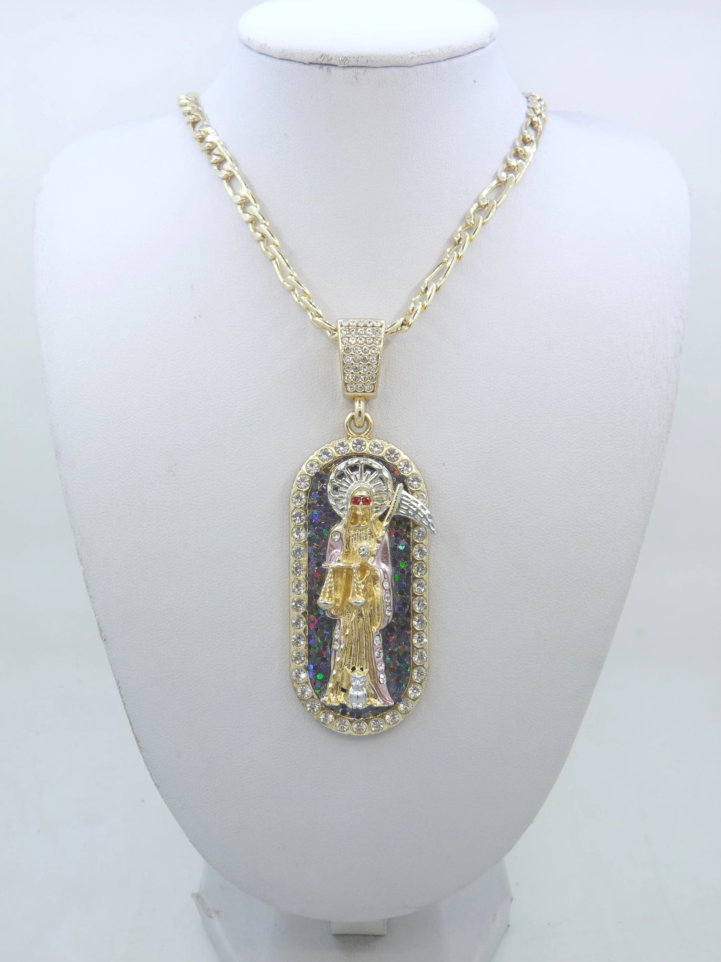 1 Piece 14K Gold Plated Green St. Jude San Juads Pendant Women's Necklace Religious Jewelry