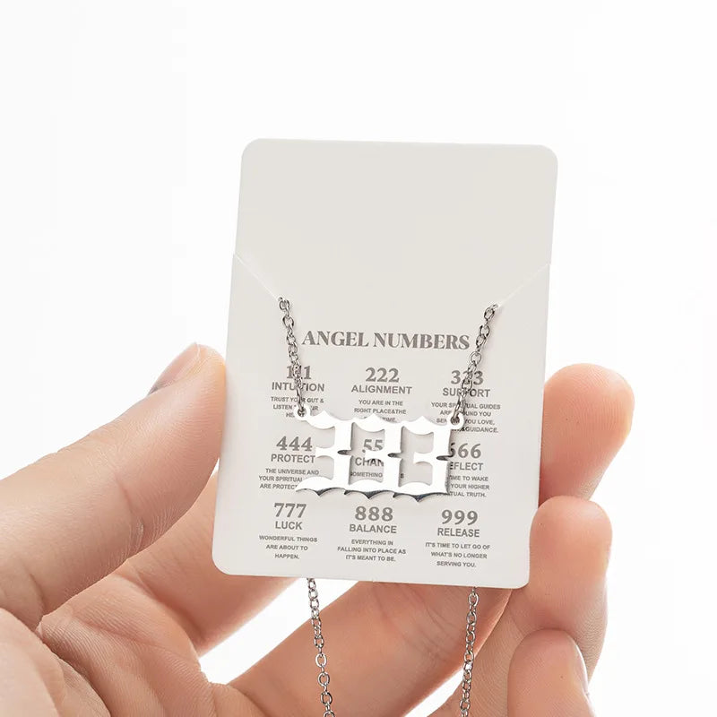 2024 new fashion stainless steel Angel lucky number pendant necklace temperament 100 matching 000-999 collarbone chain accessory