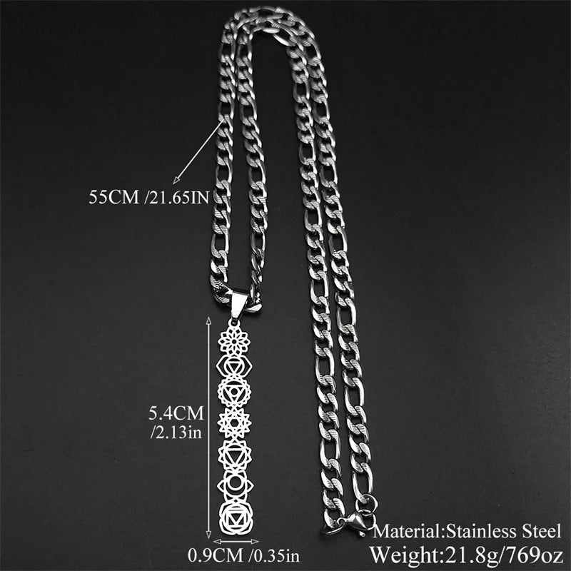 Yoga 7 Chakra Birth Flower Pendant Necklace for Women Men Stainless Steel Gold Silver Color Reiki Healing Amulet Jewelry Gift