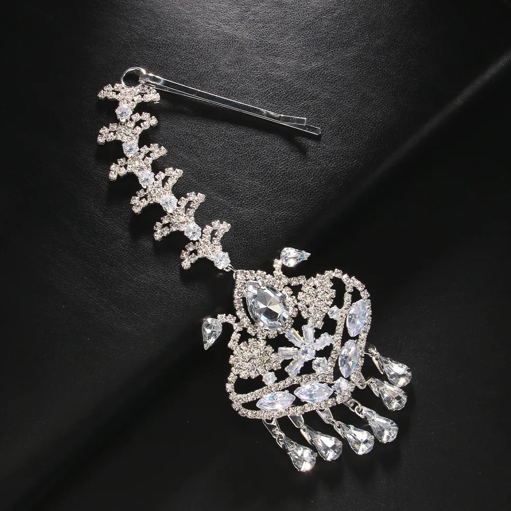 Stonefan Pendant Rhinestone Forehead Chain for Women Designer Elegant Pearl Pendant Hair Jewelry Bridals Weddings Accessories