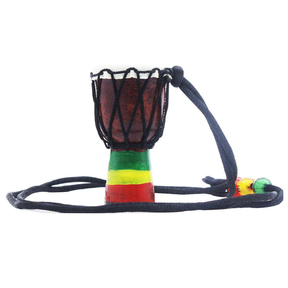 1pc African Drum Necklace Handmade Wood Drum decorative Necklace African Hand Drum Pendant Authentic Musical Instrument Necklace