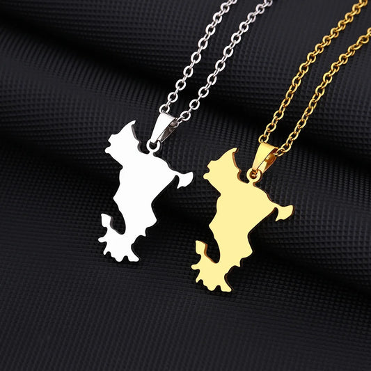 2024 New fashion French Mayotte map necklace for men and women geometric titanium steel pendant national style collarbone chain