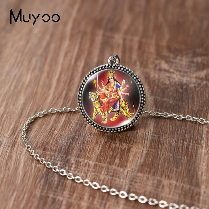 2023 New Arrival Fashion Painting India Shiva Ganesha Hindu God Glass Dome Antique Pendant Handmade Jewelry Vintage Necklaces