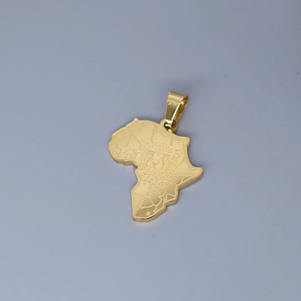 2PCS Geometric Map Men Punk African Leopard Stainless Steel Pendant Charms For Jewelry Making Necklace Keychain diy Accessories