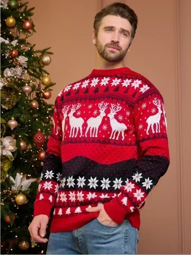 2025 New Women Men Kids Christmas Sweaters Casual Soft Jumpers Warm Thicken Matching Outfits Pullover Knitwear Xmas Family Look