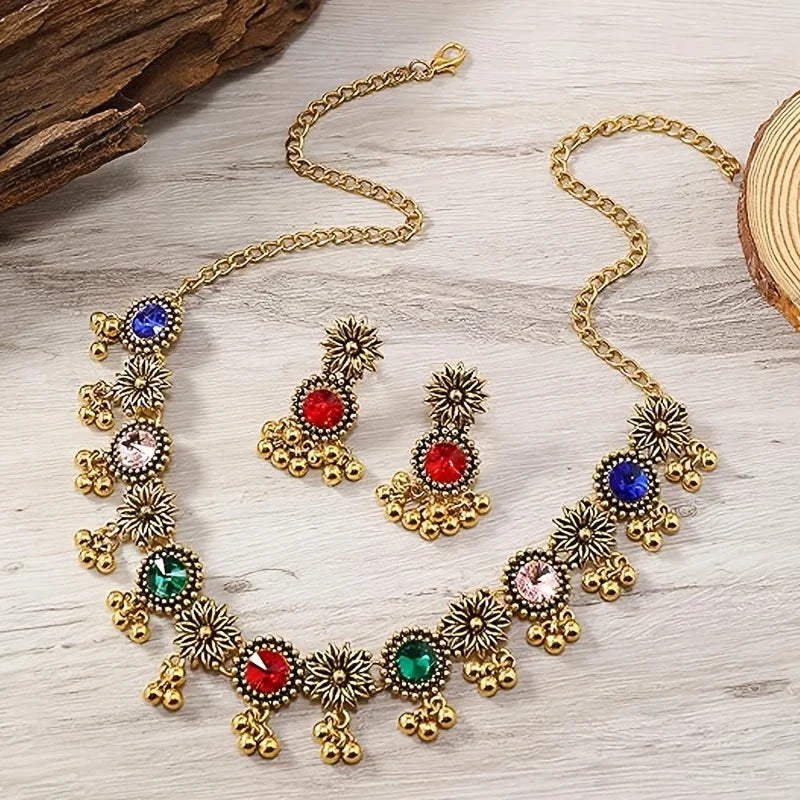 1 Set Jewelry for Women Synthetic Rhinestone Choker Necklace Earrings Set Party Style Ideal for Daily Wear Holiday Gift