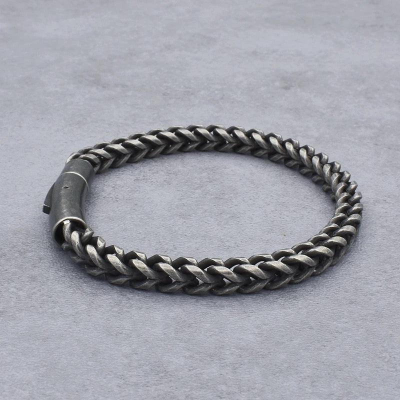 Vintage Chain Link Men Bracelet Handmade Punk Rock Stainless Steel Punk Bracelets Male Hand Jewelry Boyfriend Accessories