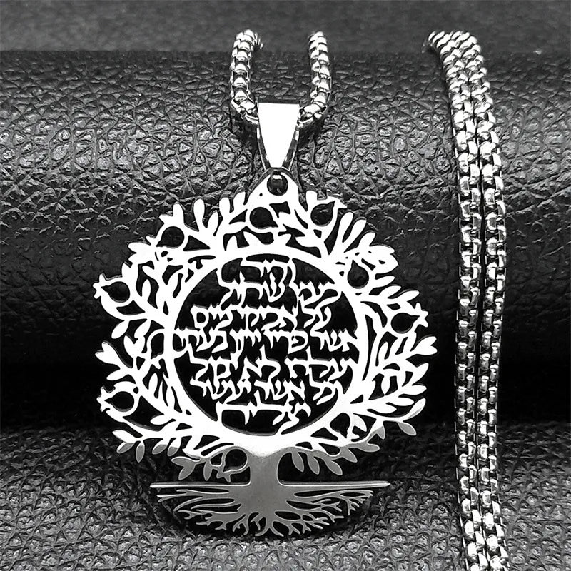 2024 New fashion Tree of Life elegant pendant lettering hollow necklace temperament hundred matching couple collarbone chain