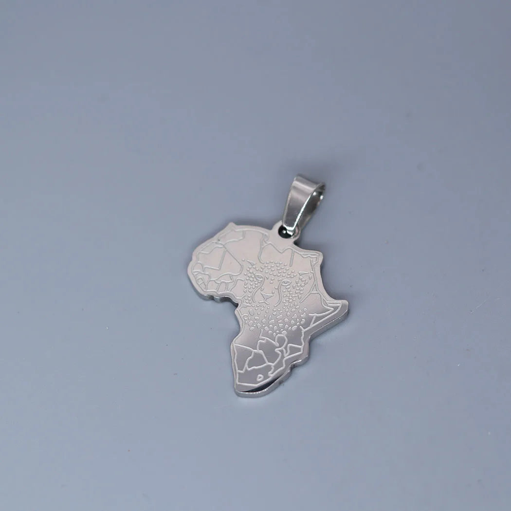 2PCS Geometric Map Men Punk African Leopard Stainless Steel Pendant Charms For Jewelry Making Necklace Keychain diy Accessories