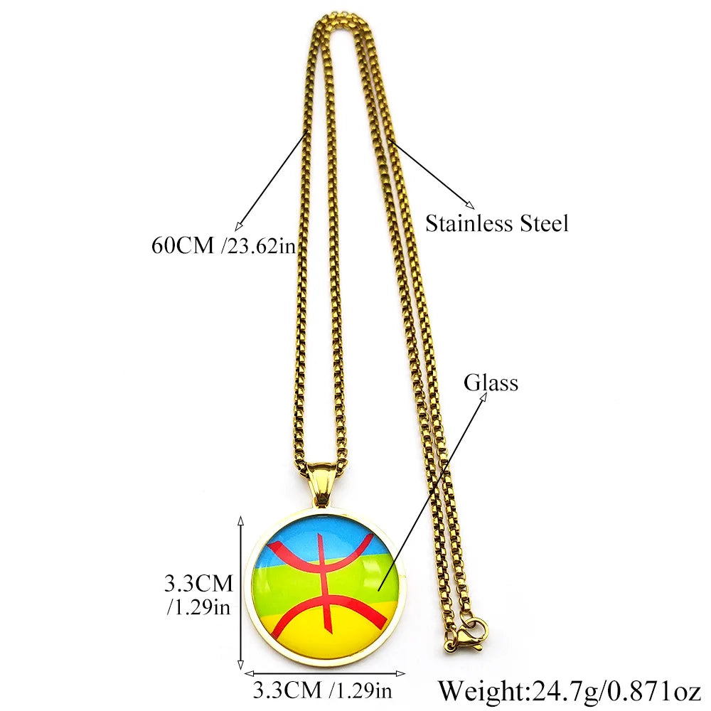 The new fashionable African Berber symbol round pendant necklace is a versatile accessory for both men and women, suitable for c