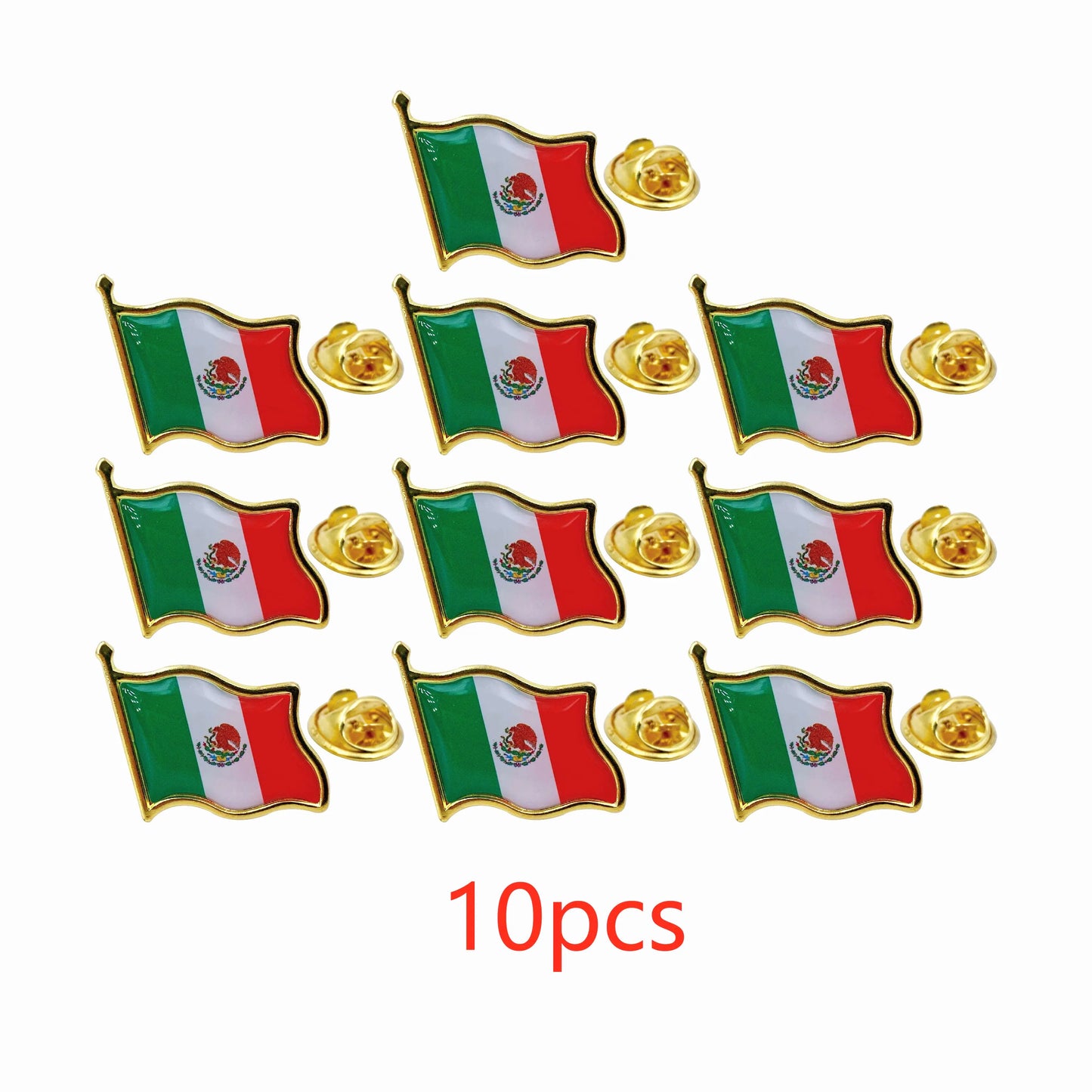 Mexico Flag Lapel Pins - Bulk Pack Mexican National Emblem Badges for Jackets Hats Backpacks And Clothes