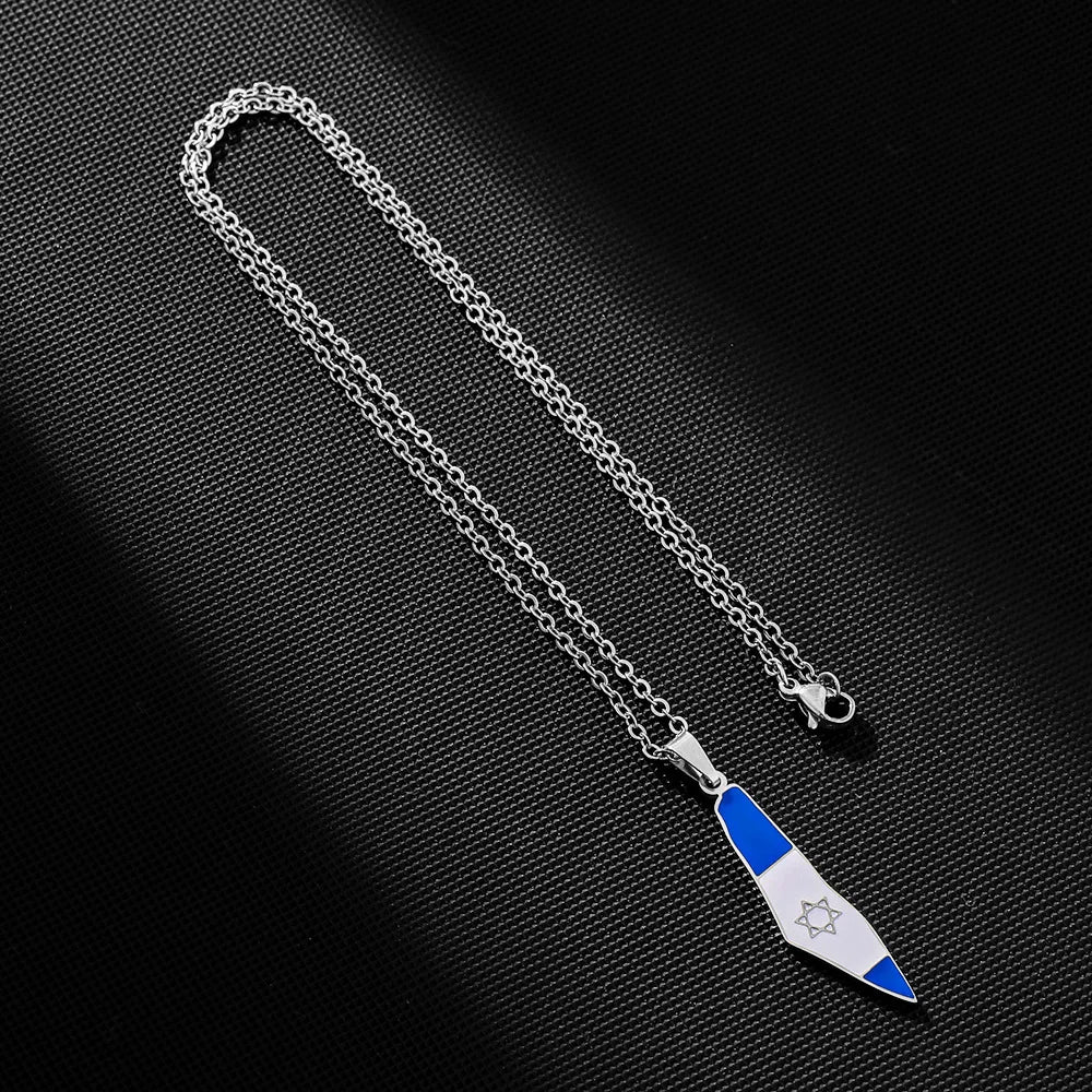 2024 new fashion stainless just Israel six stars map flag pendant necklace temperament everything collarbone chain birthday anni