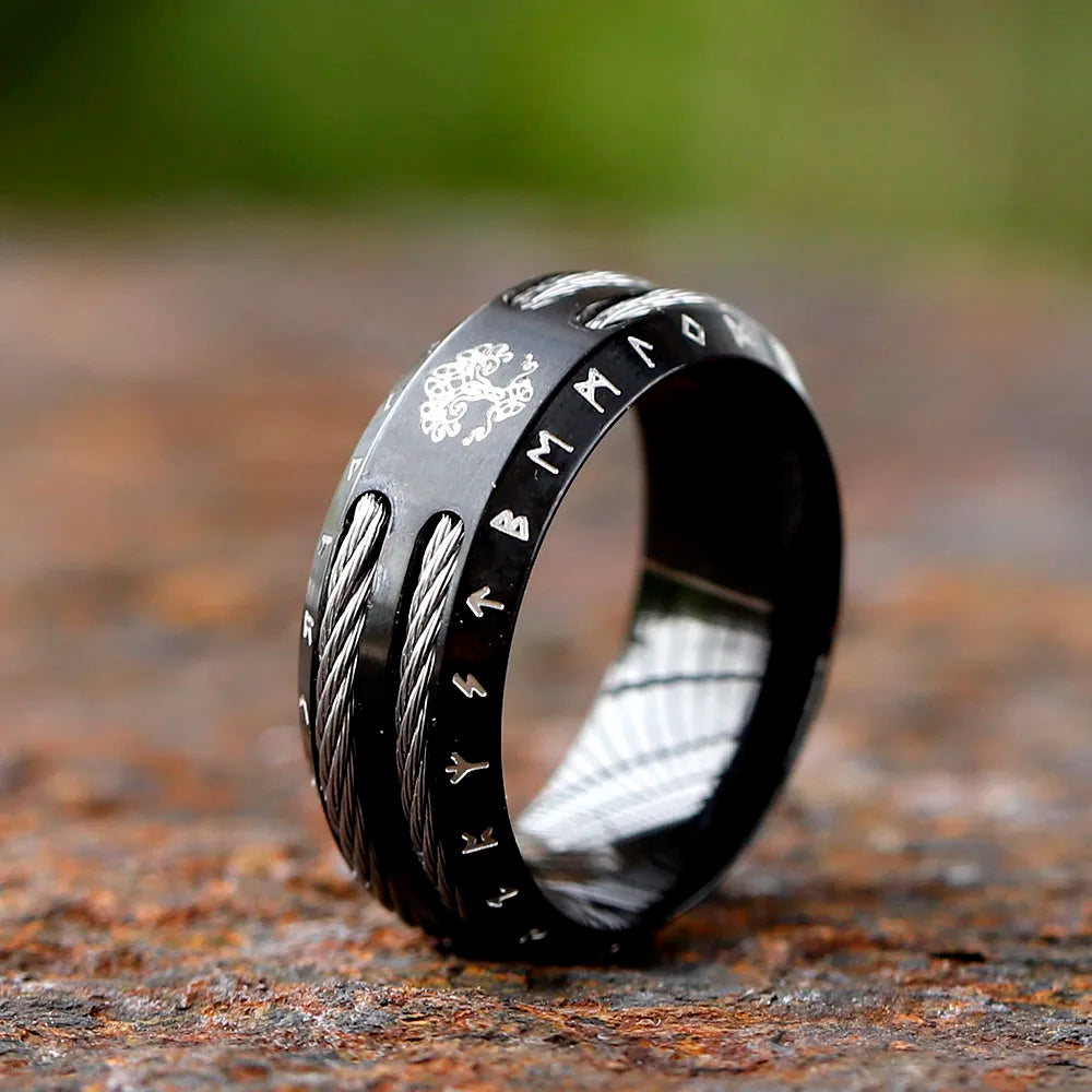 2024 NEW Men's 316L stainless-steel rings retro Odin Viking rune for teen RING Amulet fashion Jewelry Gift Valentine's day Gift