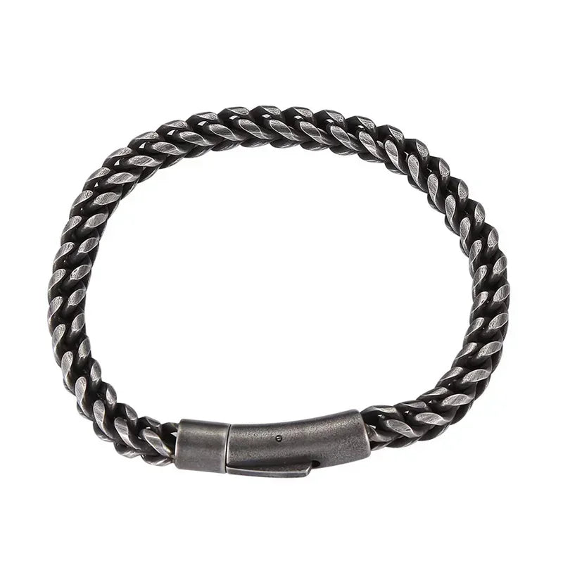 Vintage Chain Link Men Bracelet Handmade Punk Rock Stainless Steel Punk Bracelets Male Hand Jewelry Boyfriend Accessories