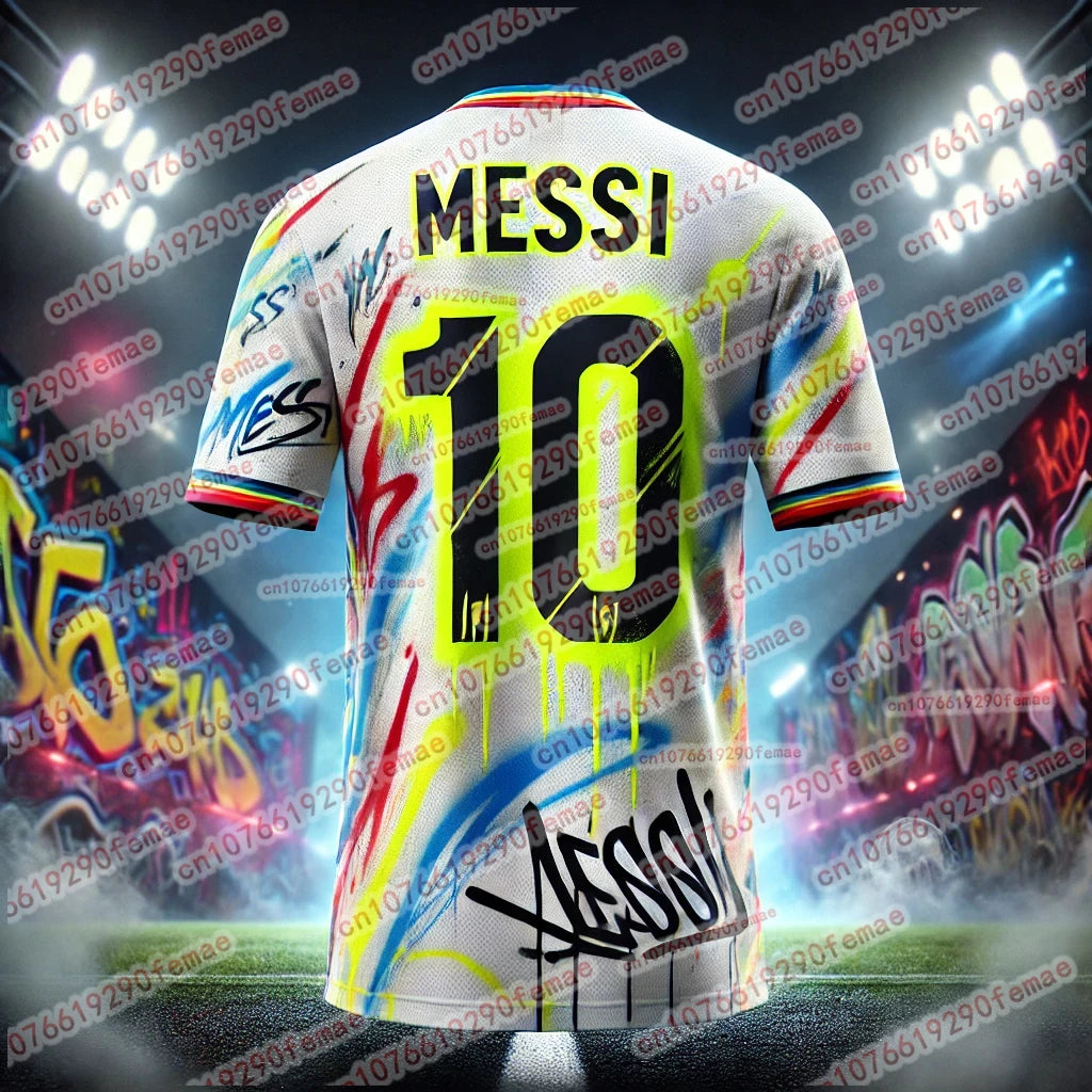 Summer Hot Selling Messi Fashion Graffiti Style Sports Jersey T-shirt Daily Outdoor Breathable Quick Drying Sweat Wicking Jersey