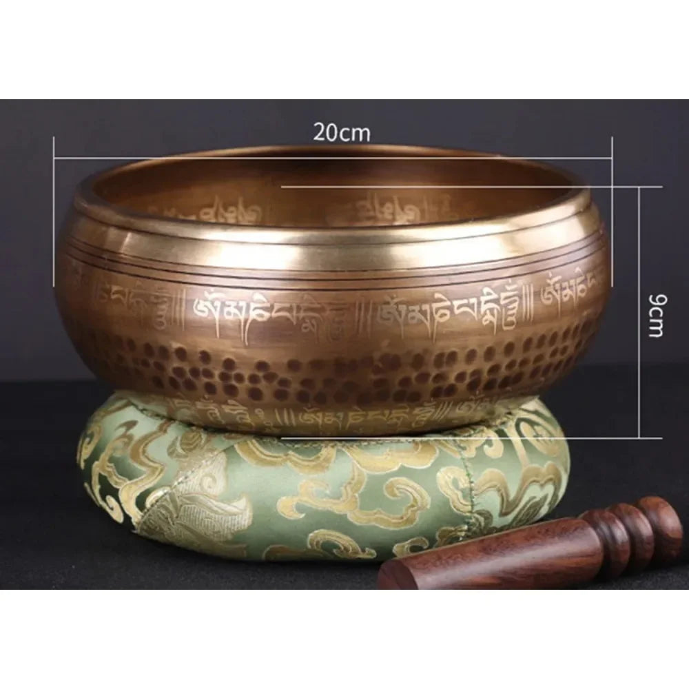 Nepal Large Bowl Singing 20cm Copper Handmade Buddha Bowls Tibetan Yoga Bowl Meditation Tools Buddha Sound Bowls Awareness Set