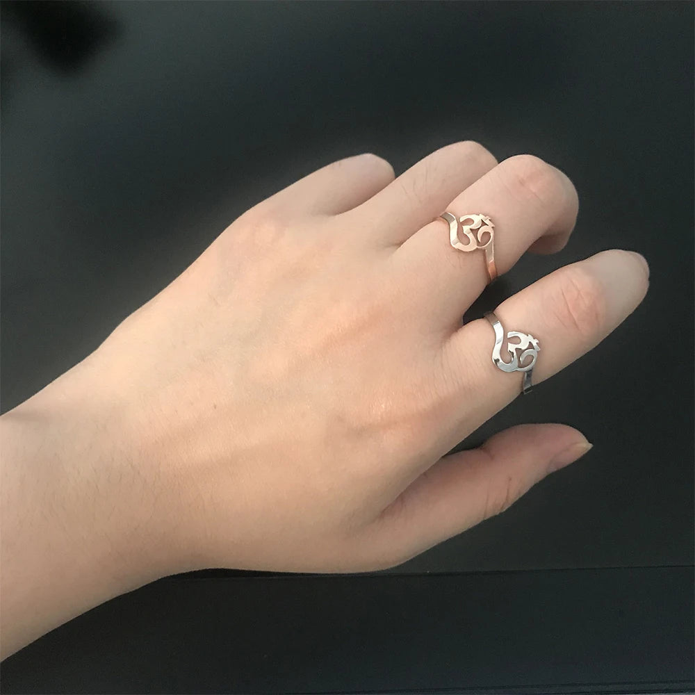 Unift Buddhism Hindu Yoga Om Aum Rings For Women Supernatural Talisman Stainless Steel Amulet Jewelry Religious Meditatio Gifts