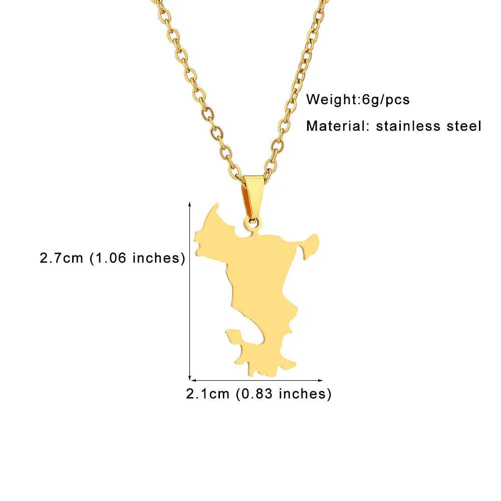 2024 New fashion French Mayotte map necklace for men and women geometric titanium steel pendant national style collarbone chain