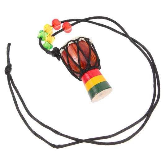 1pc African Drum Necklace Handmade Wood Drum decorative Necklace African Hand Drum Pendant Authentic Musical Instrument Necklace
