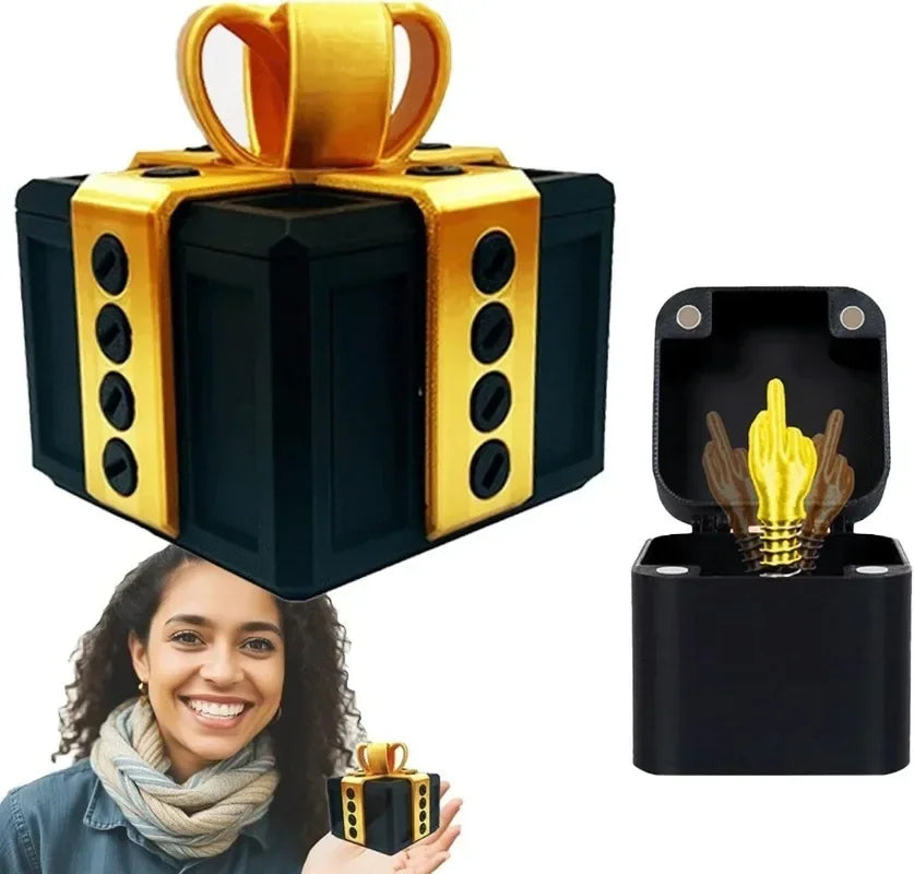 The Annoying Present with Middle Finger in A Box Gift Box with Screws Prank Surprise Pop-Up Novelty Funny Gifts for Adult Toys
