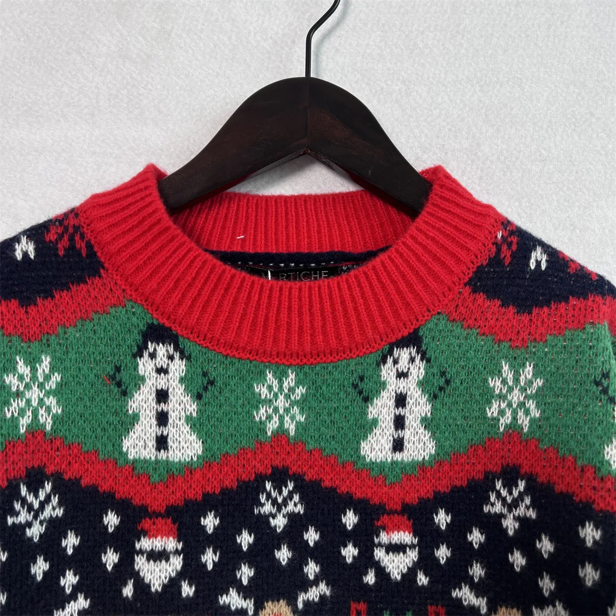 Sueter Mujer 2024 Korean Casual Christmas Sweater Women O Neck Spliced Jacquard Long Sleeves Knitwear Warm Pullover X686