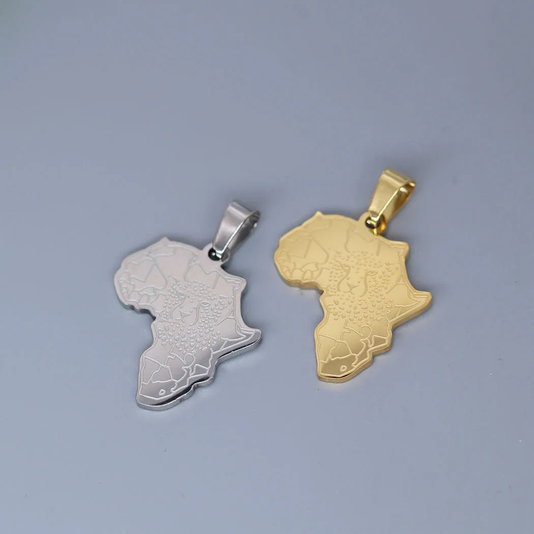 2PCS Geometric Map Men Punk African Leopard Stainless Steel Pendant Charms For Jewelry Making Necklace Keychain diy Accessories