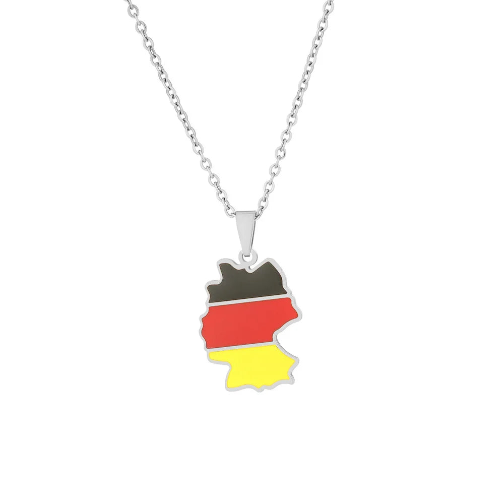 2024 new fashion stainless just Germany map map pendant necklace temperament everything collarbone chain birthday anniversary gi