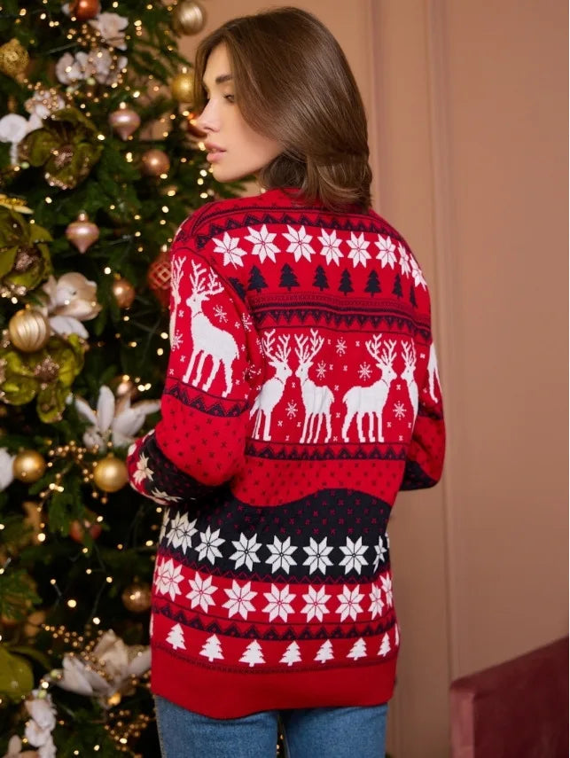 2025 New Women Men Kids Christmas Sweaters Casual Soft Jumpers Warm Thicken Matching Outfits Pullover Knitwear Xmas Family Look