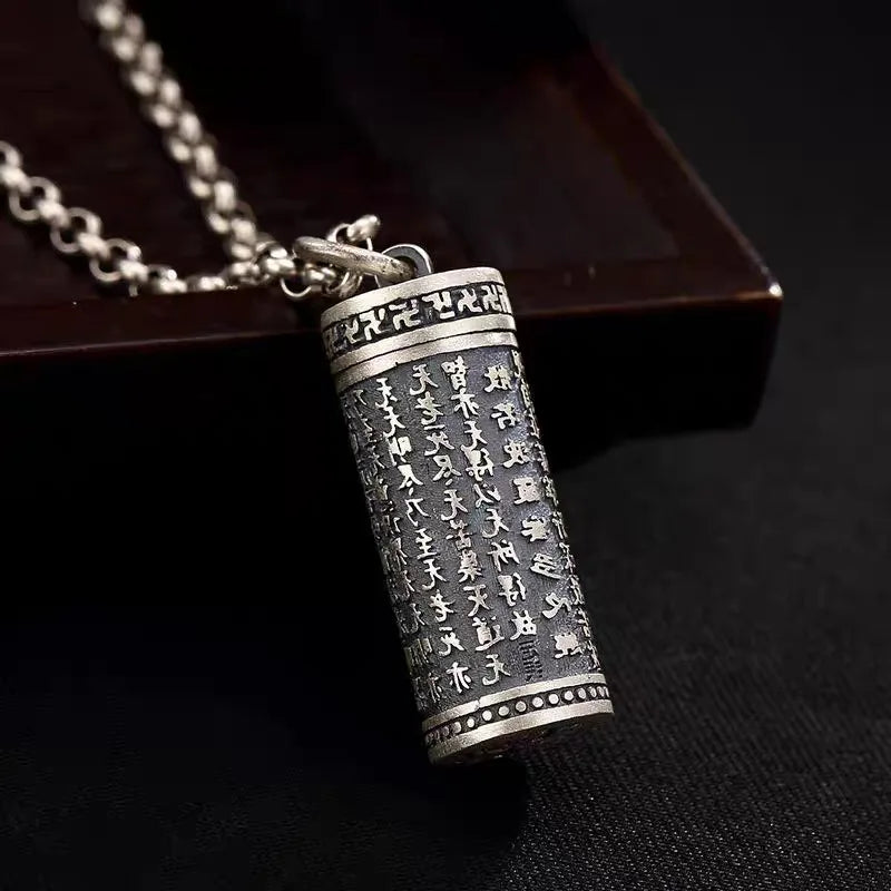 Vintage rune amulet, with rotating opening, can place scripture, pills and cremains pendants, portable necklace pendant souvenir
