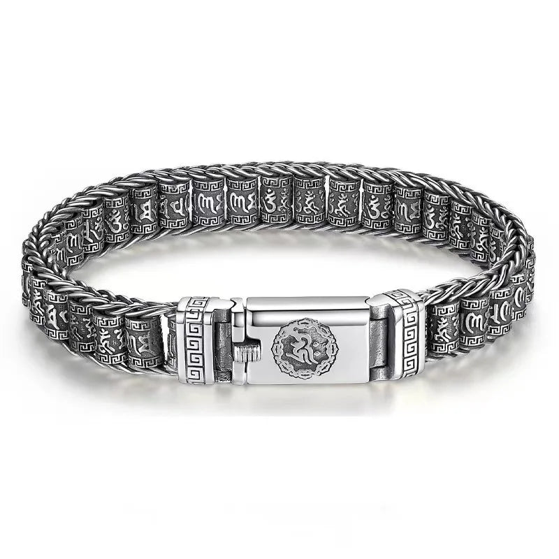 Traditional Tibetan Buddhism Six Character Proverbs Bracelet Six Words Mantra Bangle for Men Lucky Amulet Bracelet VJewelry Gift