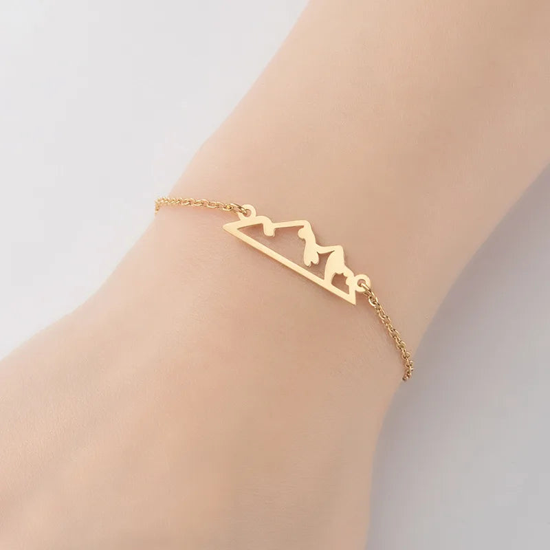 2024 new fashion stainless steel hollow snow mountain mountain pendant necklace temperament with lovely collarbone chain accesso