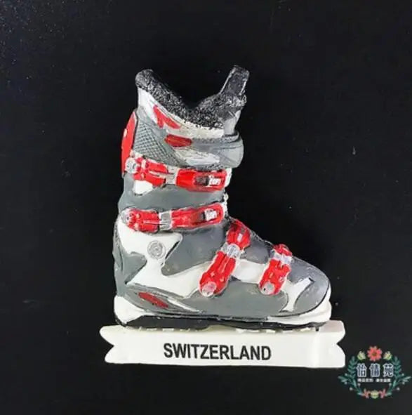 Switzerland Snow Mountain Lovers Squirrel Skiing 3D Fridge Magnets Tourism Souvenirs Refrigerator Magnetic Stickers Gift