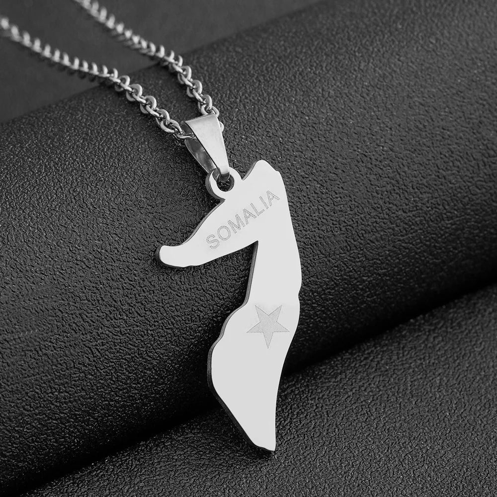 2024 new fashion stainless just Africa Somalia map pendant necklace temperament everything collarbone chain birthday anniversary