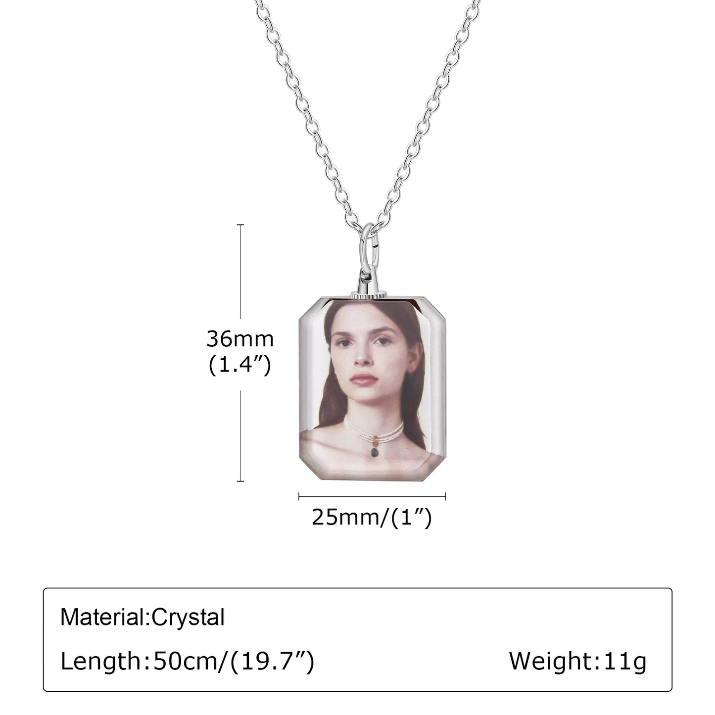 Vnox Custom Photo Picture Necklaces for Women Men, Personalize Two Sides Image Pendant, Crystal Heart Coin Collar Memorial Gift