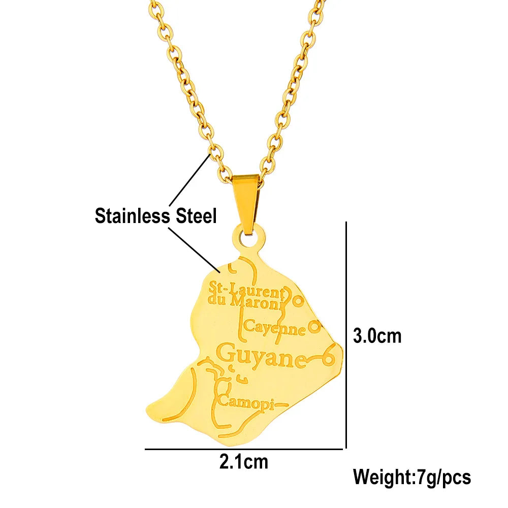 2024 new fashion stainless steel French Guyana pendant necklace temperament everything collarbone chain birthday anniversary sma