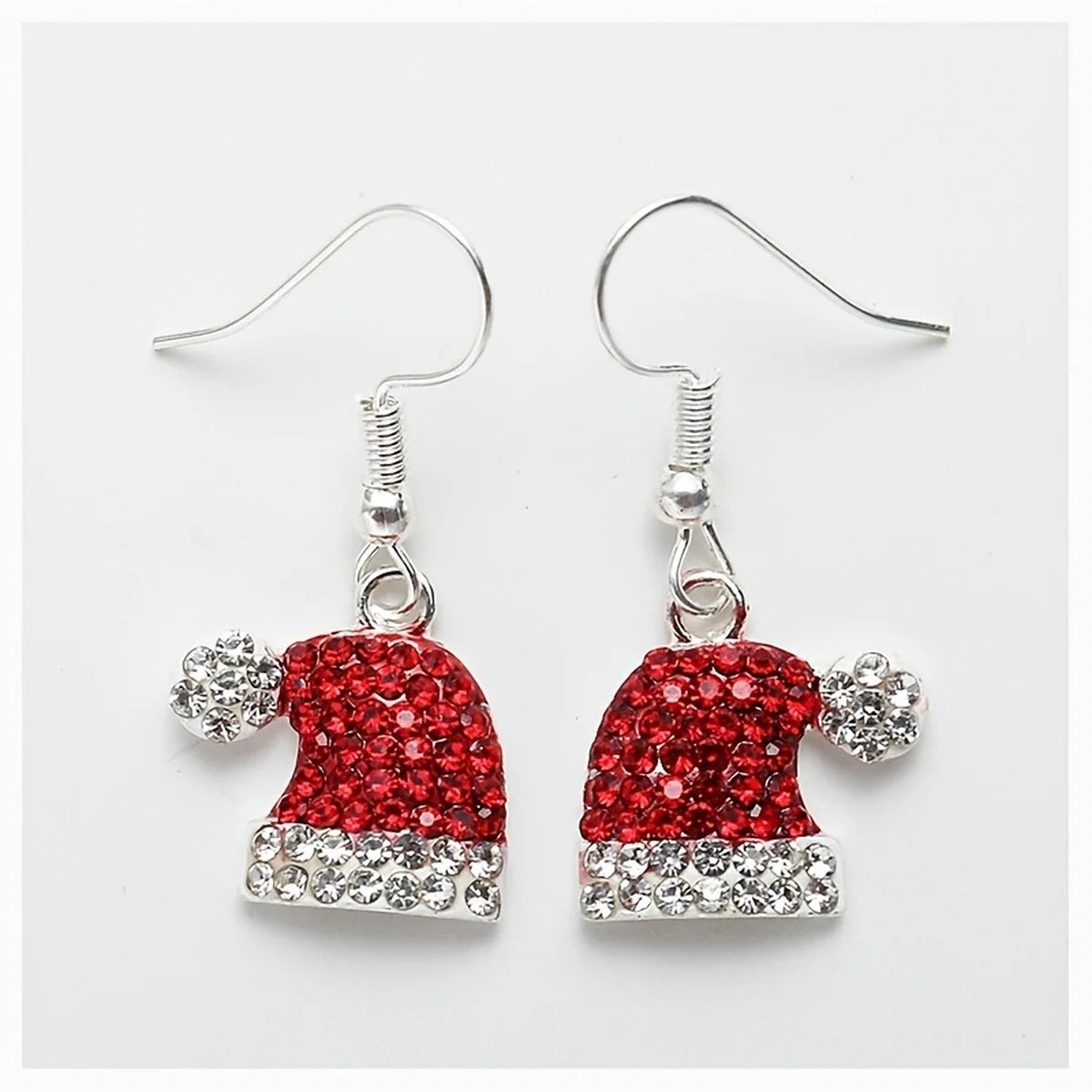 1 Pair Women's Cute Christmas Hat Earrings with Deer Christmas Hat Synthetic Zirconia Stud Earrings Christmas Ornament Gift