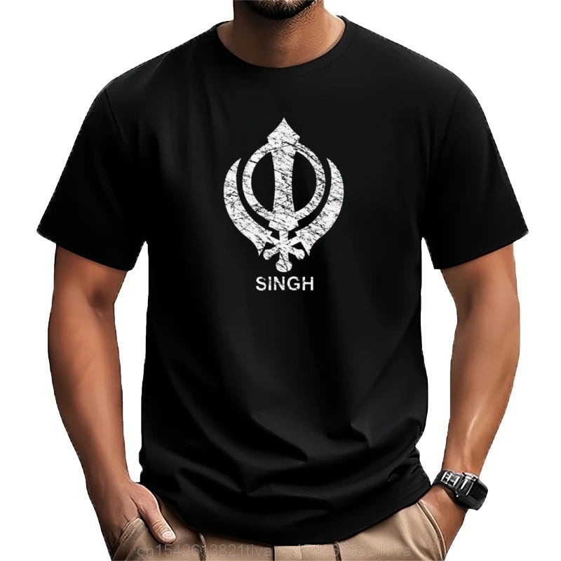 Khanda Singh - Gift For Punjabi Men Boys Kids Singh Sikh Symbole T-Shirt tops plain black t shirts men