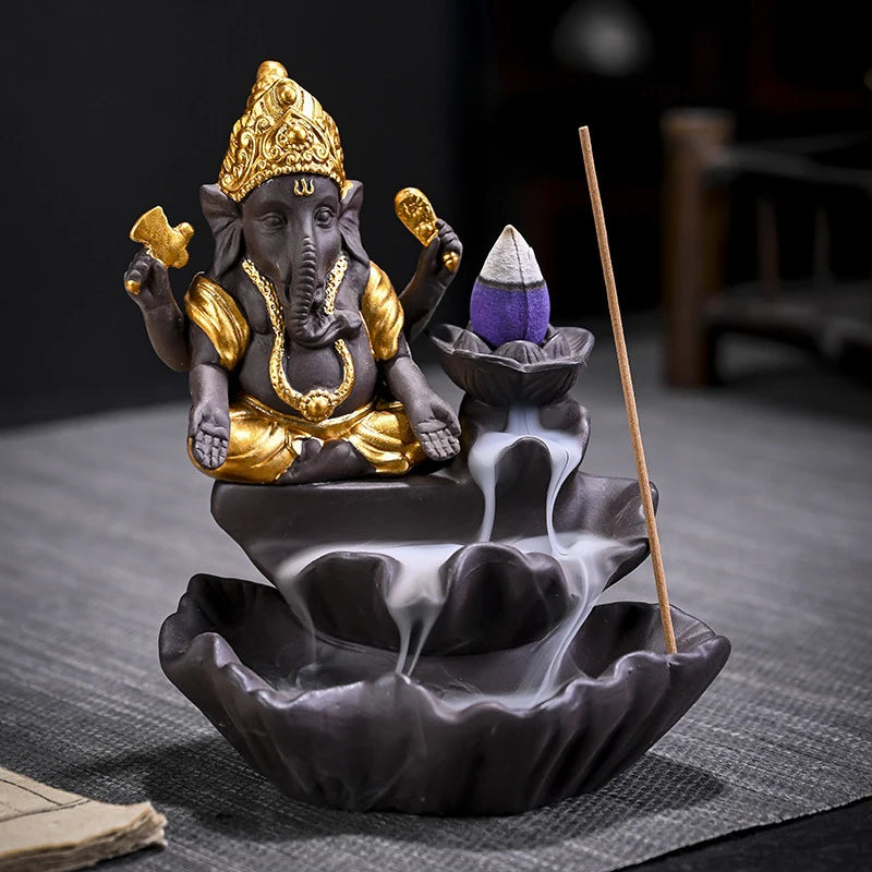 1pc Aromatherapy Stove Home Decoration Purple Sand Crafts Ornament Creative Shiva Buddha Statue Backflow