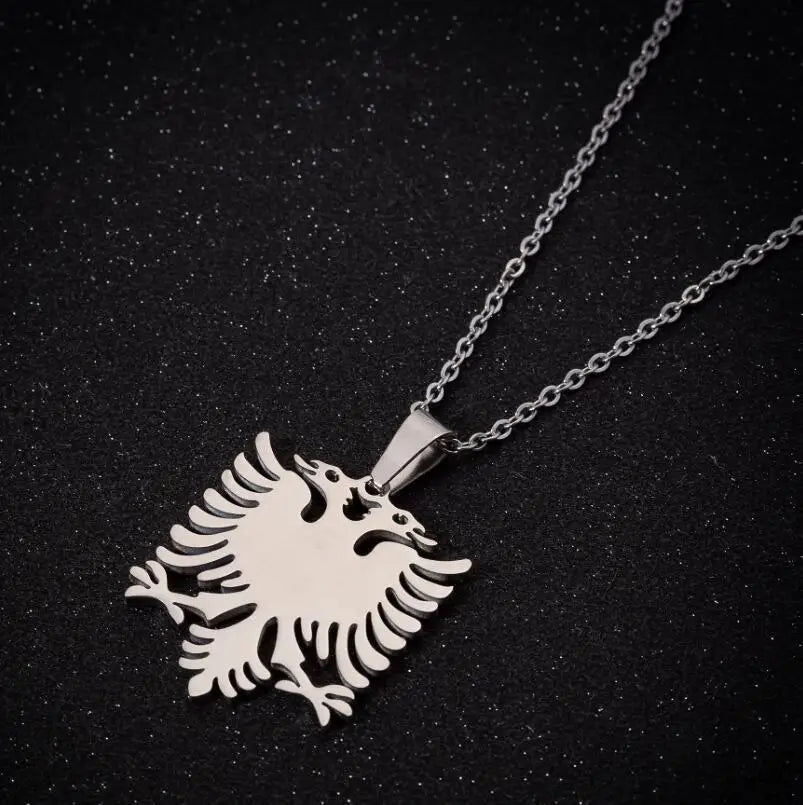 2024 New fashion stainless steel Albanian eagle pendant necklace temperament everything with cute animal collarbone chain access