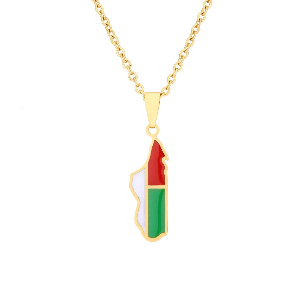 2024 new stainless steel motor Gasgas map necklace famous ethnic style female niche design sense of light luxury sweater chain A