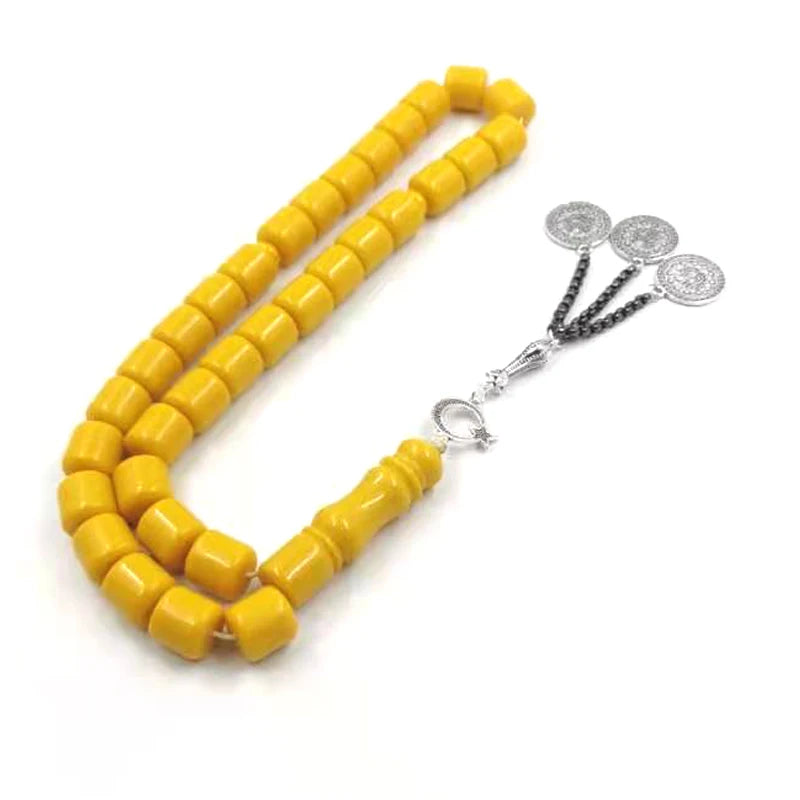 Tasbih Yellow Resin Muslim bracelet Eid Ramadan gift islamic Accessories Misbaha turkish fashion jewelry product rosary bead