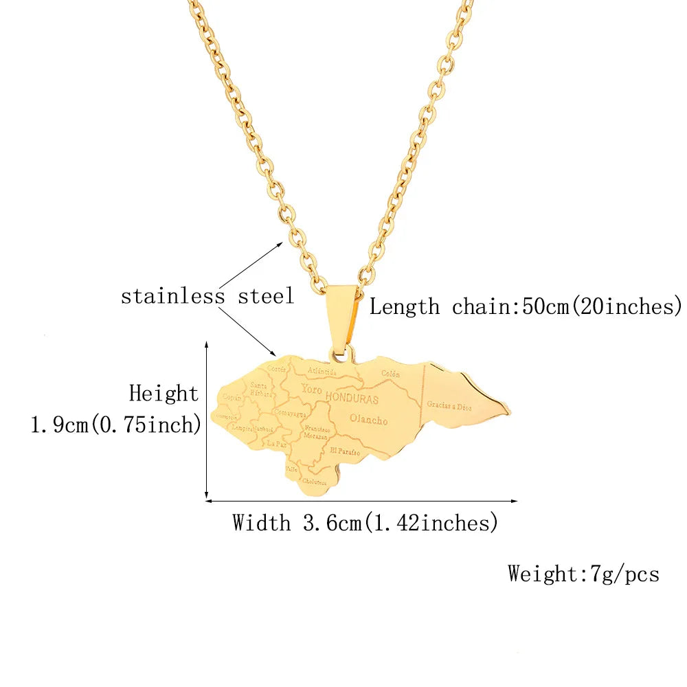 2024 new fashion stainless steel Honduran map with city pendant necklace temperament everything collarbone chain birthday annive