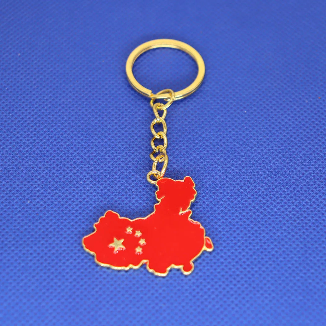 2024 New fashion China flag map keychain pendant men's and women's bags car key chain accessory anniversary small gift