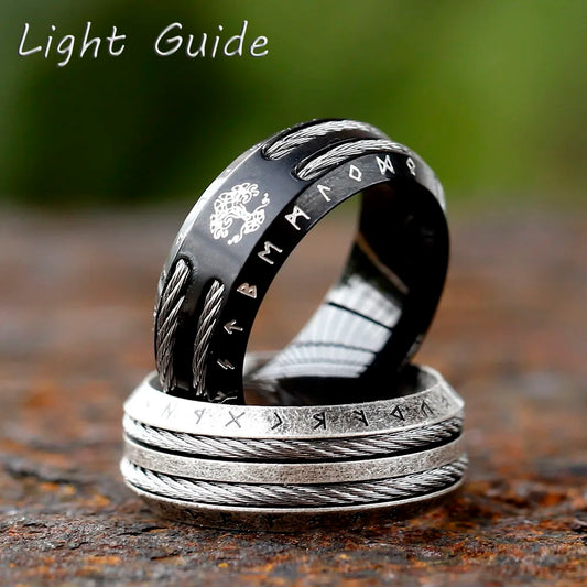 2024 NEW Men's 316L stainless-steel rings retro Odin Viking rune for teen RING Amulet fashion Jewelry Gift Valentine's day Gift