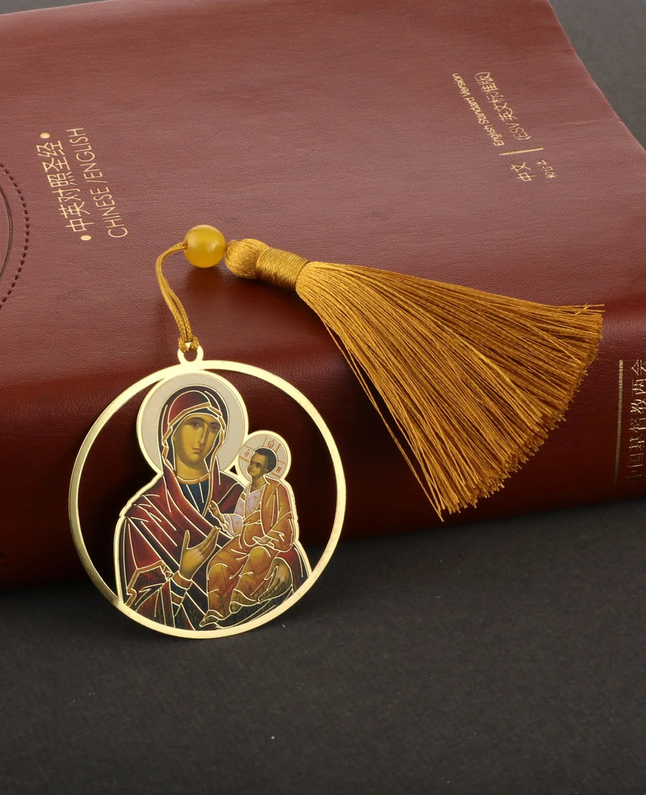 Christian Holy Family Bookmarks Hollow Copper Jesus Christ The Teacher Tassel Bookmark Accessories for Reader Birthday Gift